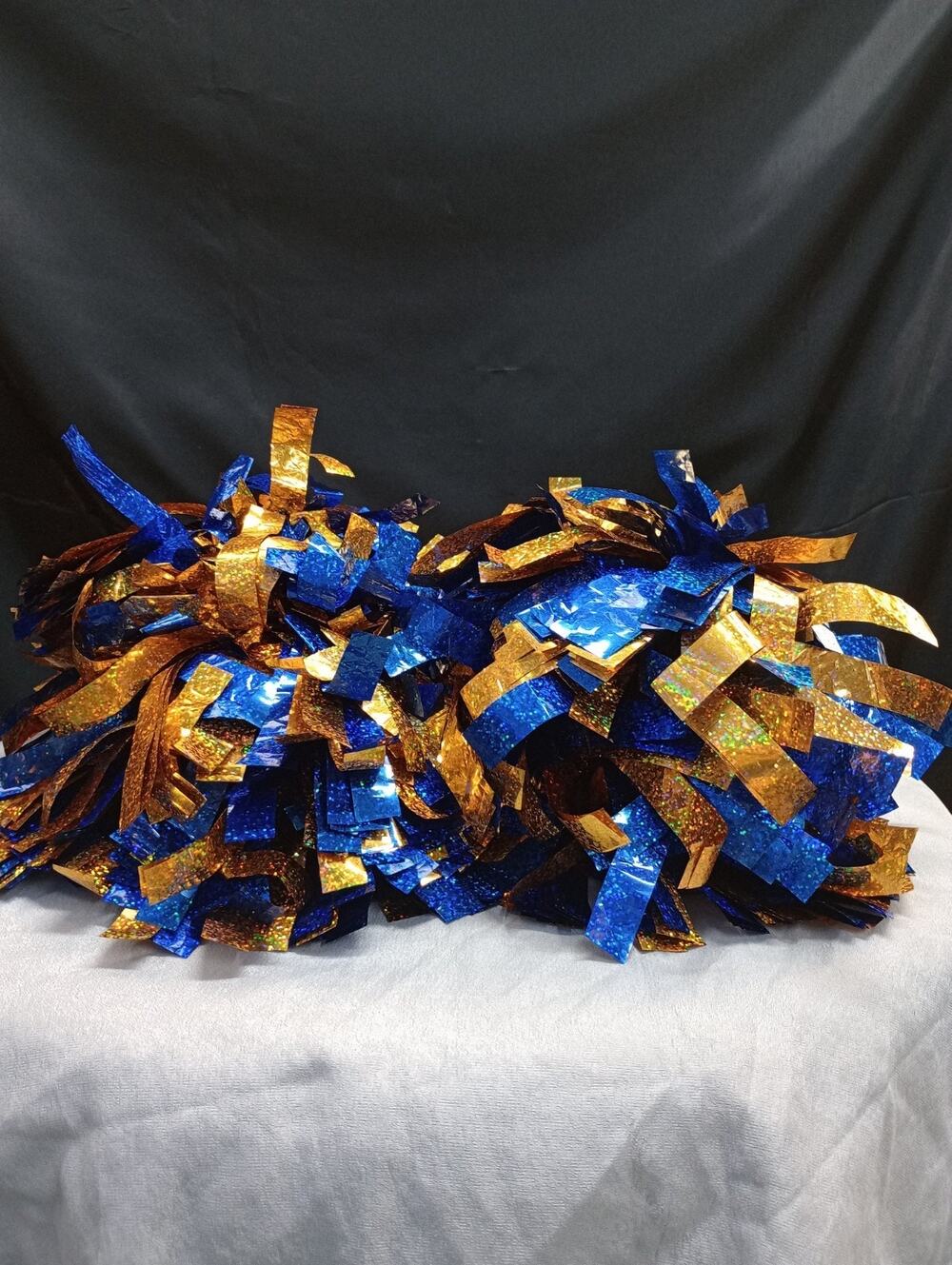 Set Blue/Gold Metallic Chasse Cheerleading Pom Poms